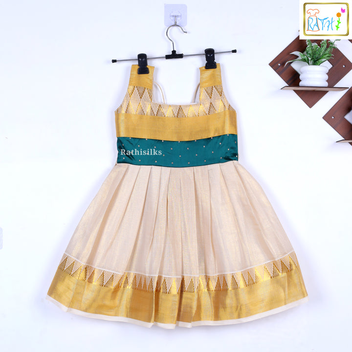 Golden & Cream Sleeveless Frock