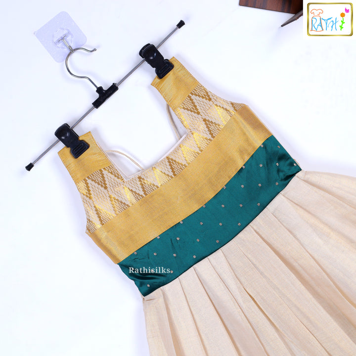 Golden & Cream Sleeveless Frock