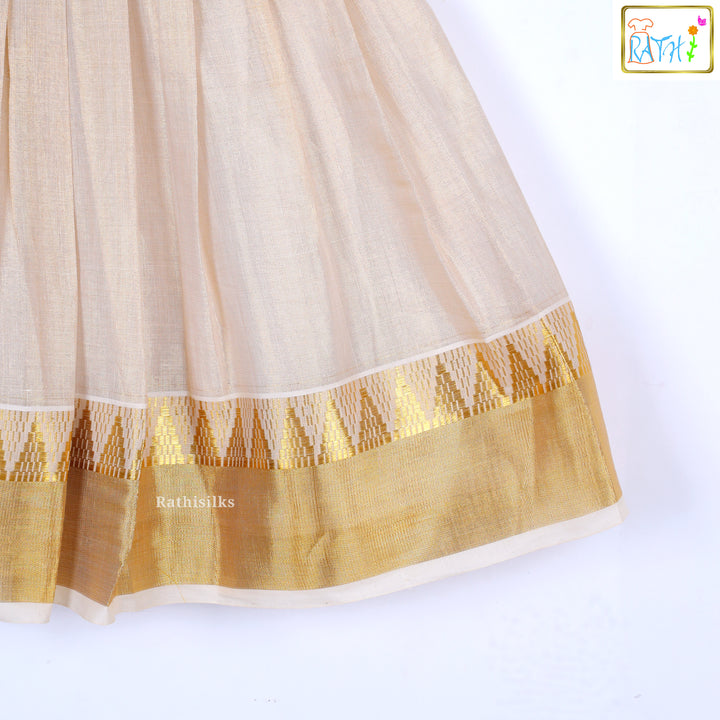 Golden & Cream Sleeveless Frock
