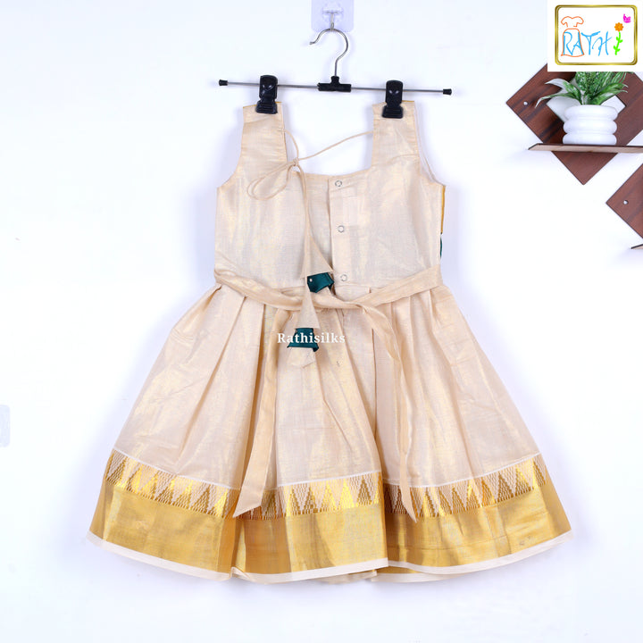 Golden & Cream Sleeveless Frock