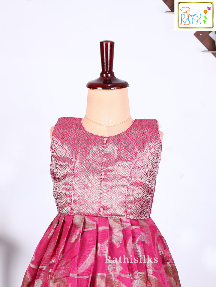 Pink Art Silk Traditional Party Frock