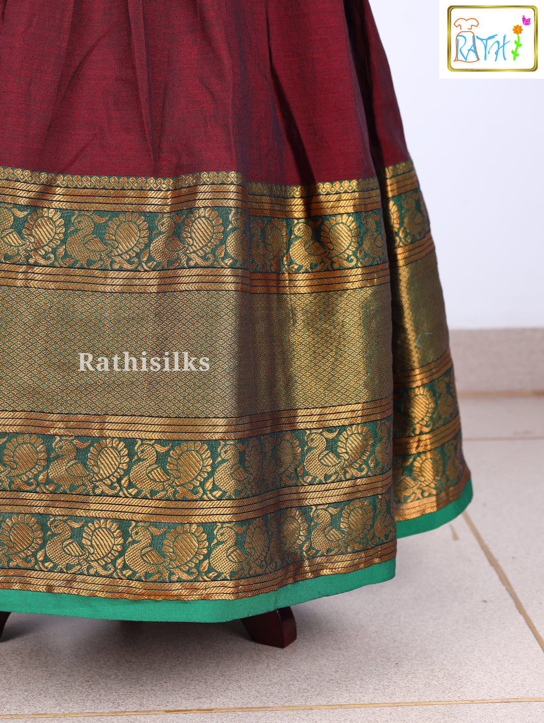 Maroon Narayanapet Cotton Long Frock