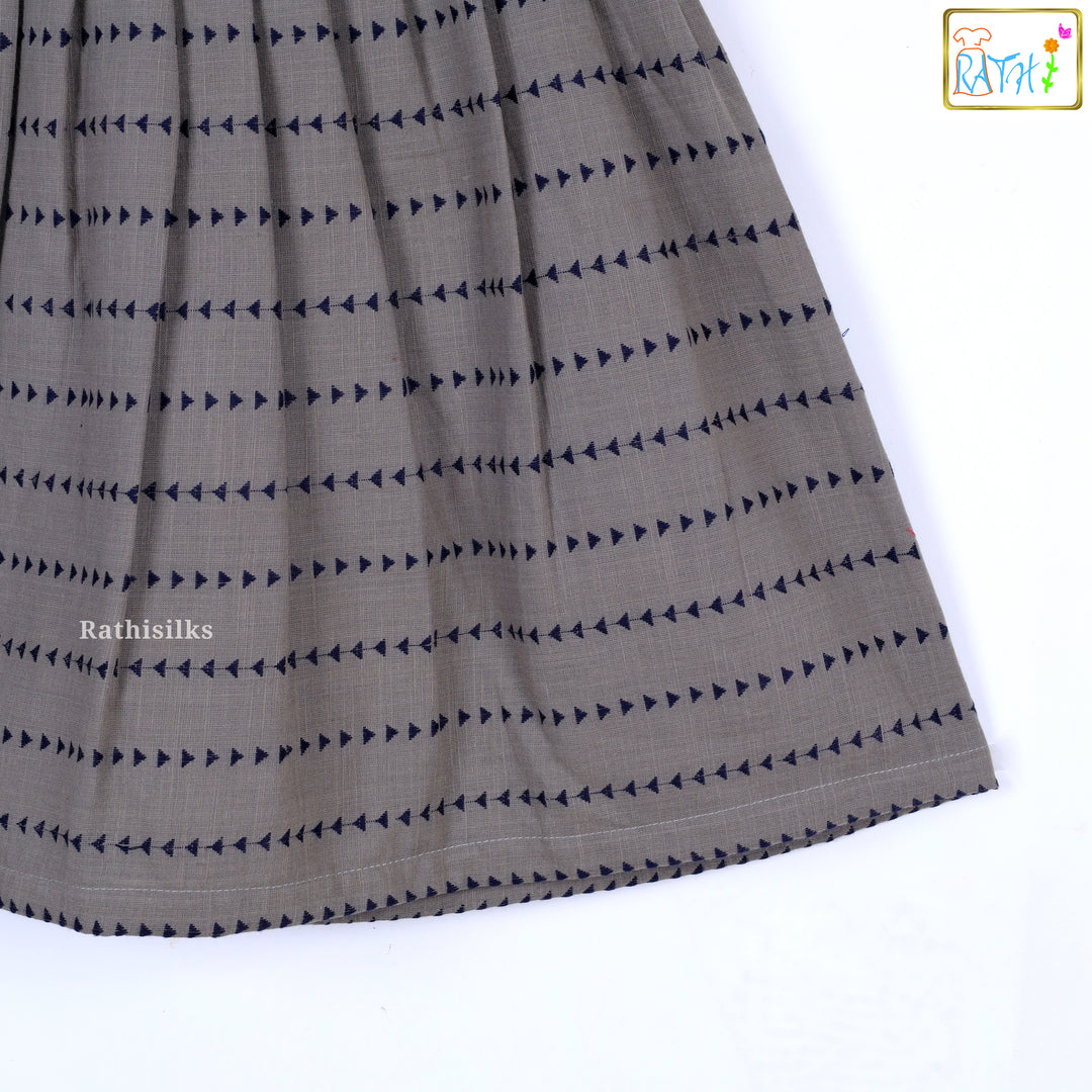 Grey & Navy Blue Cotton Frock