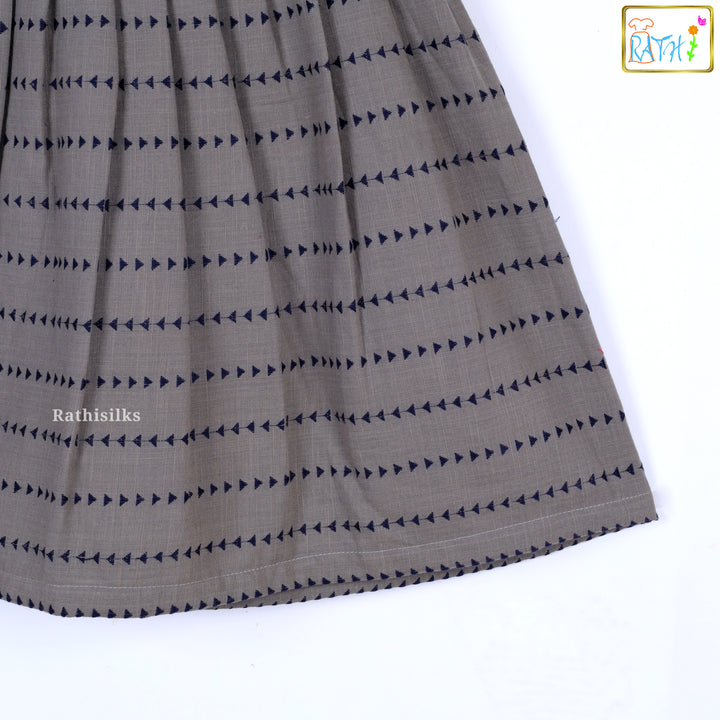 Grey & Navy Blue Cotton Frock