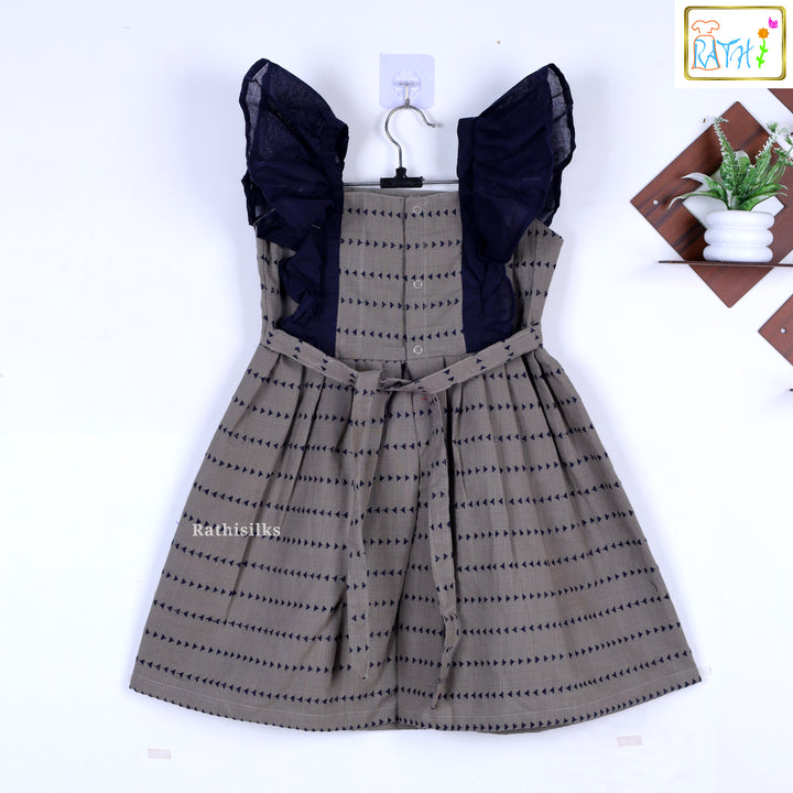 Grey & Navy Blue Cotton Frock