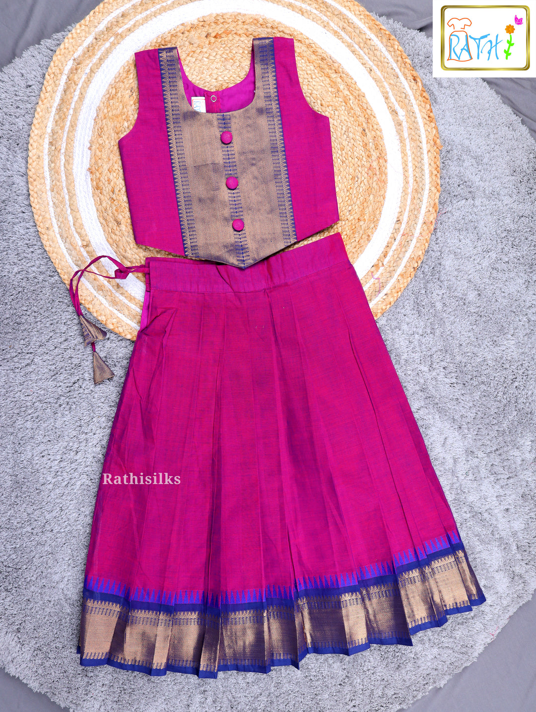 Traditional Green & Blue Pavadai Sattai