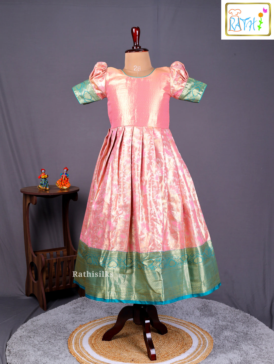Girls’ Saree Dress with Contrast Davani