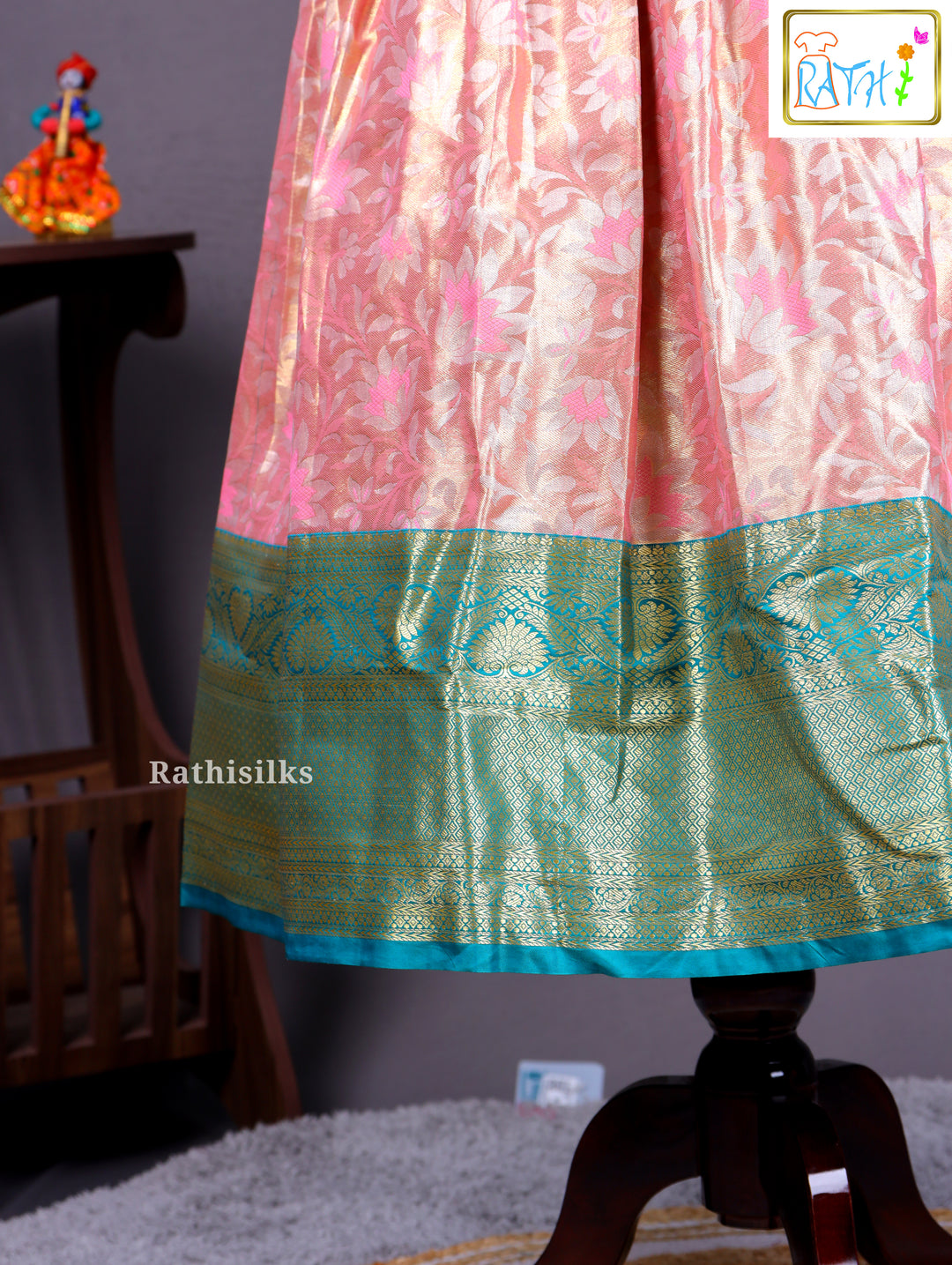 Girls’ Saree Dress with Contrast Davani
