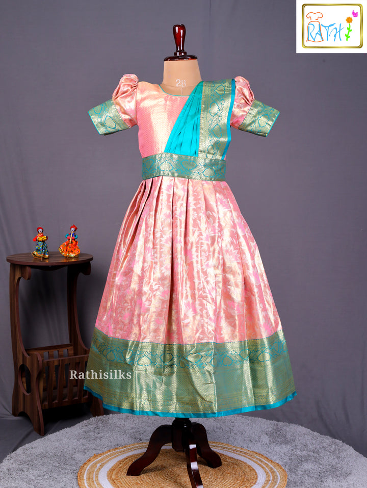 Girls’ Saree Dress with Contrast Davani