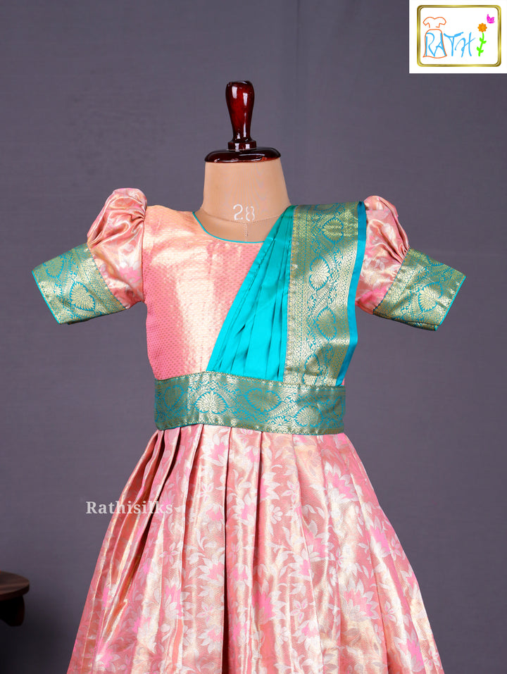 Girls’ Saree Dress with Contrast Davani