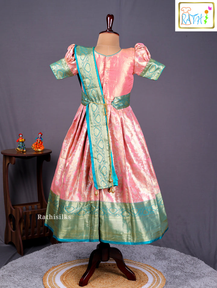 Girls’ Saree Dress with Contrast Davani