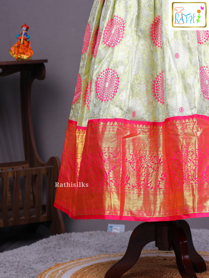 Pink & Green Art Silk Saree Dress