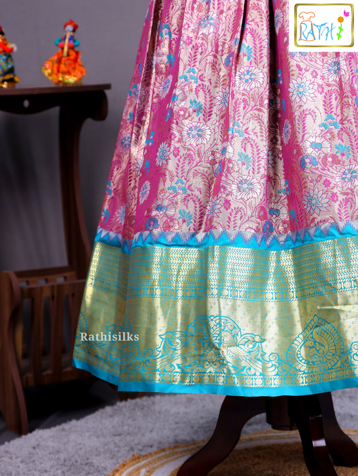 Girls’ Saree Dress with Turquoise Davani