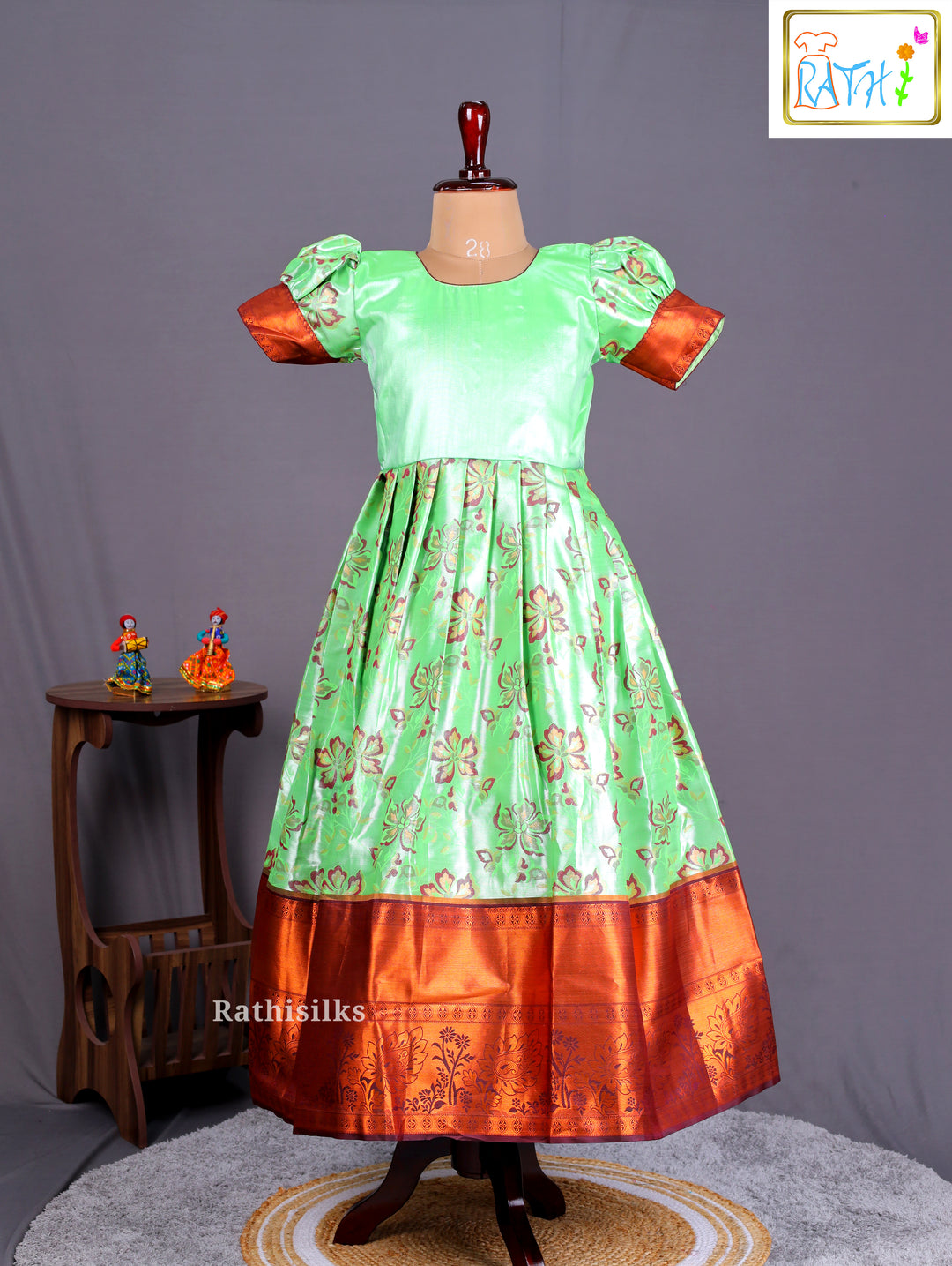 Girls’ Saree Dress with Maroon Davani
