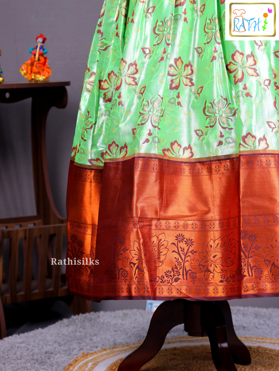 Girls’ Saree Dress with Maroon Davani