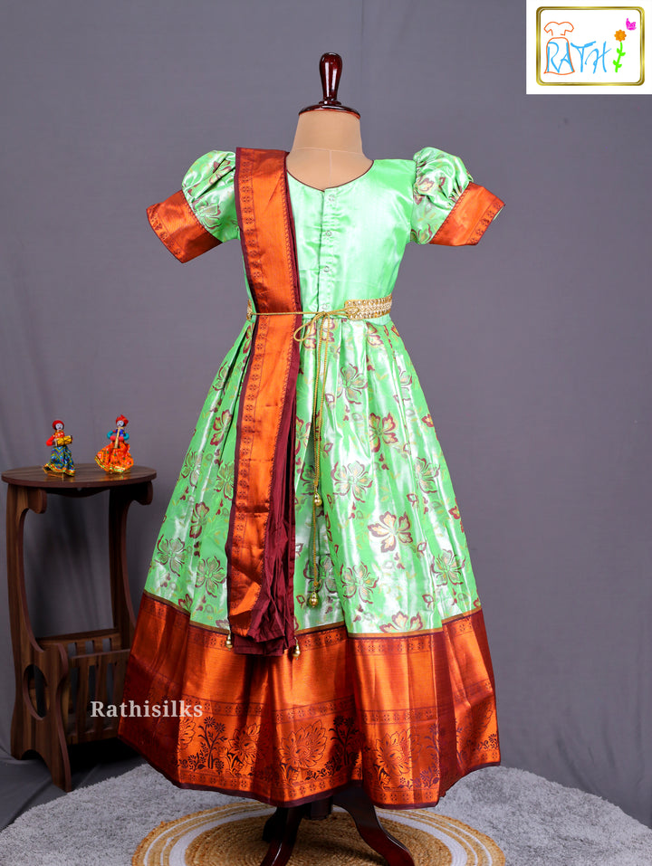 Girls’ Saree Dress with Maroon Davani
