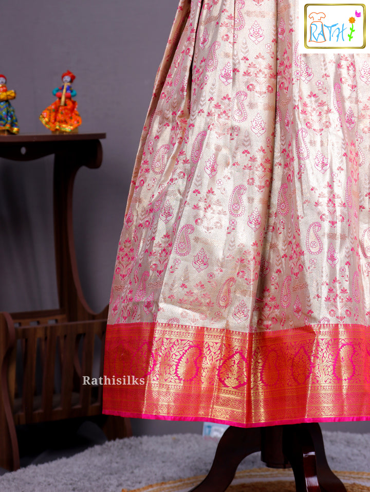 Girls’ Saree Dress with Pink Davani