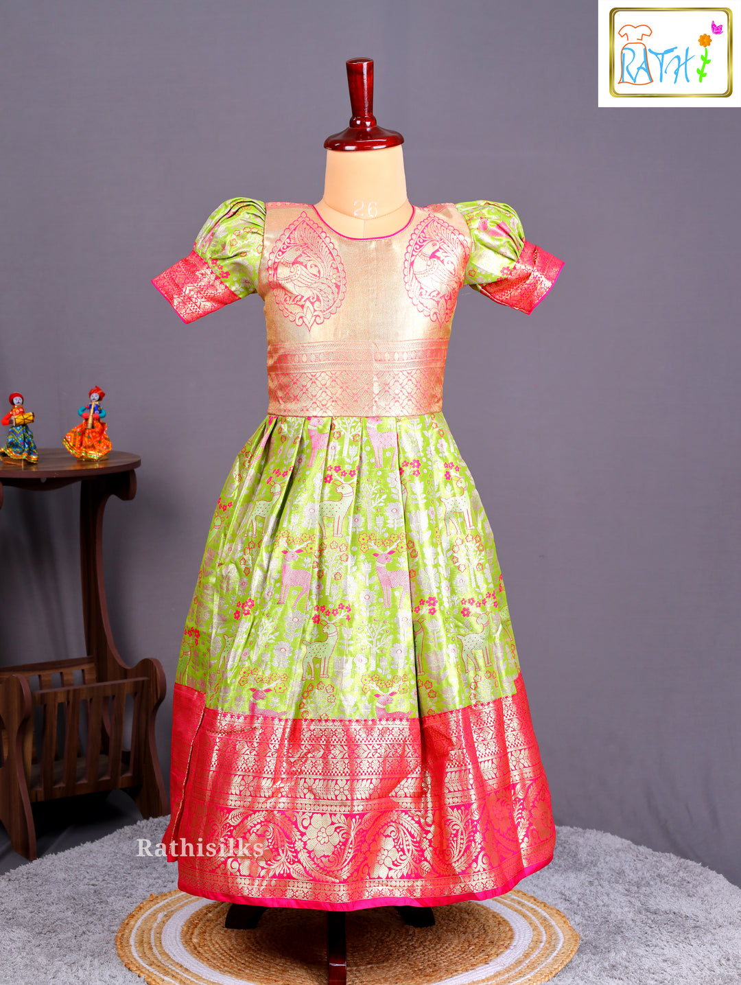 Girls’ Saree Dress with Contrast Davani