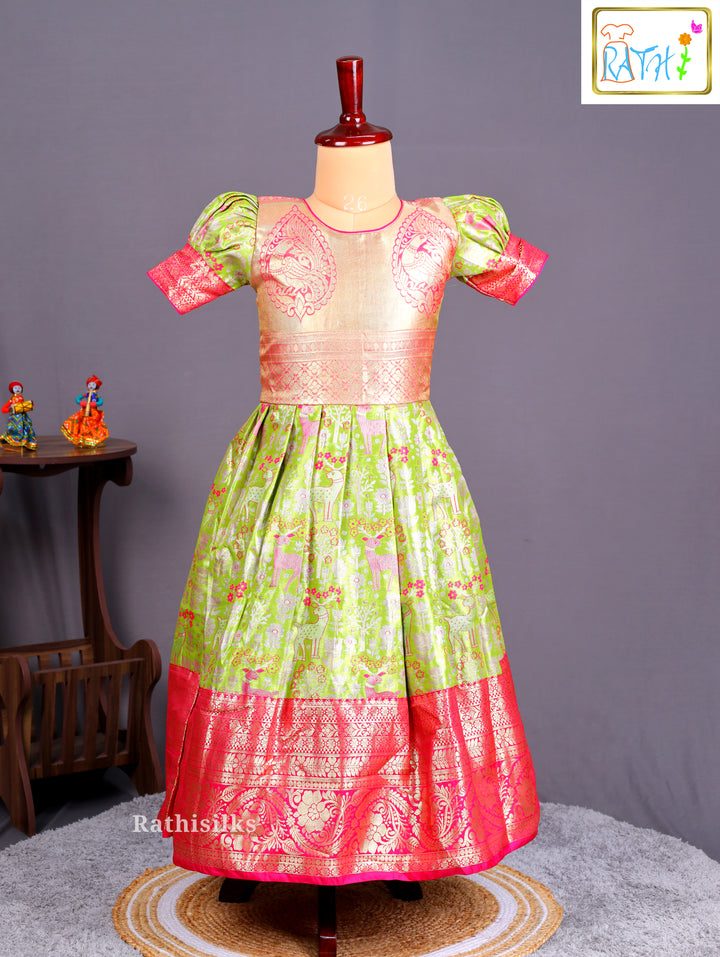 Girls’ Saree Dress with Contrast Davani