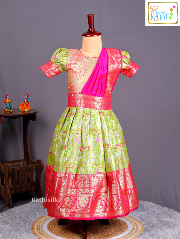 Girls’ Saree Dress with Contrast Davani