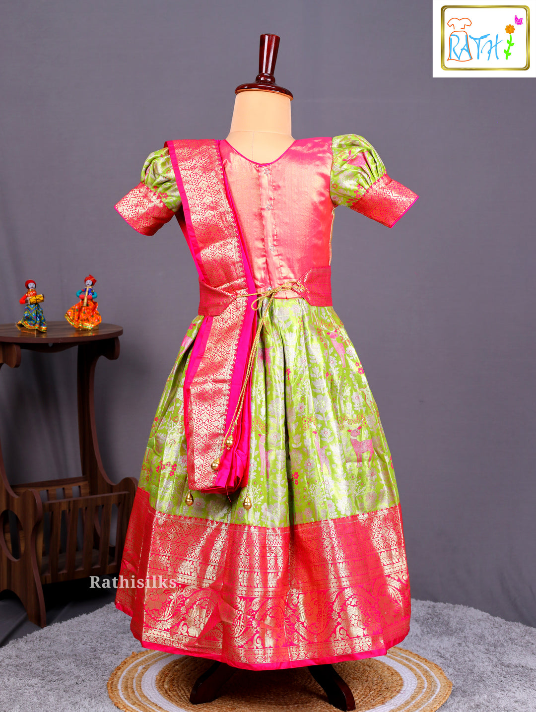 Girls’ Saree Dress with Contrast Davani