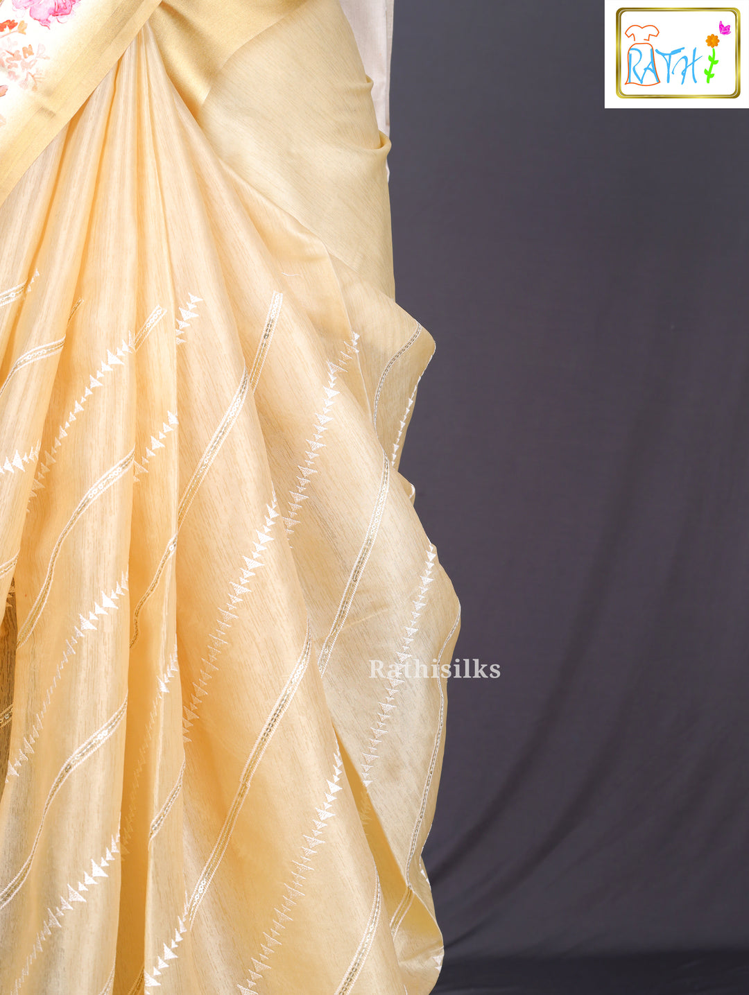 Pastel Yellow Synthetic Saree