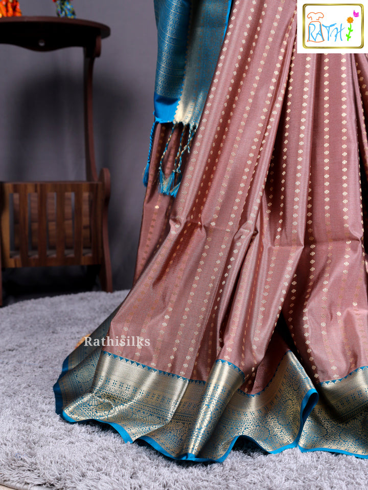 Elegant Brown & Blue Art Silk Saree