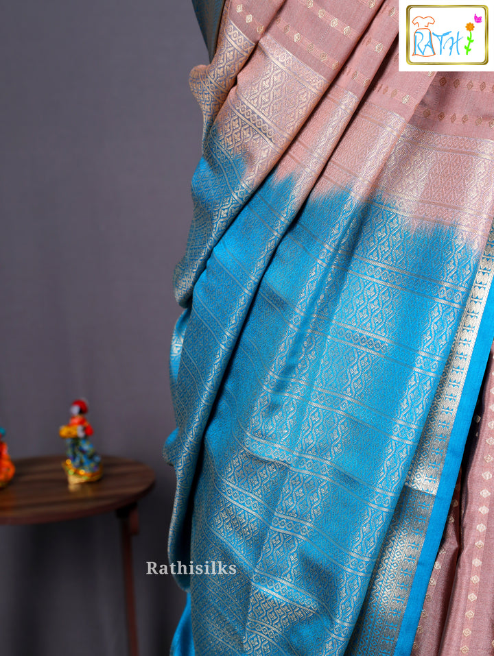 Elegant Brown & Blue Art Silk Saree