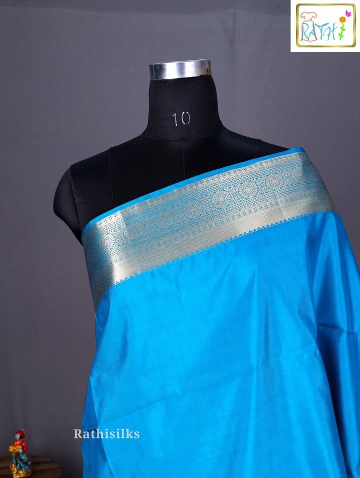 Elegant Brown & Blue Art Silk Saree