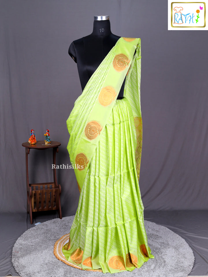 Elegant Lime Green Art Silk Saree