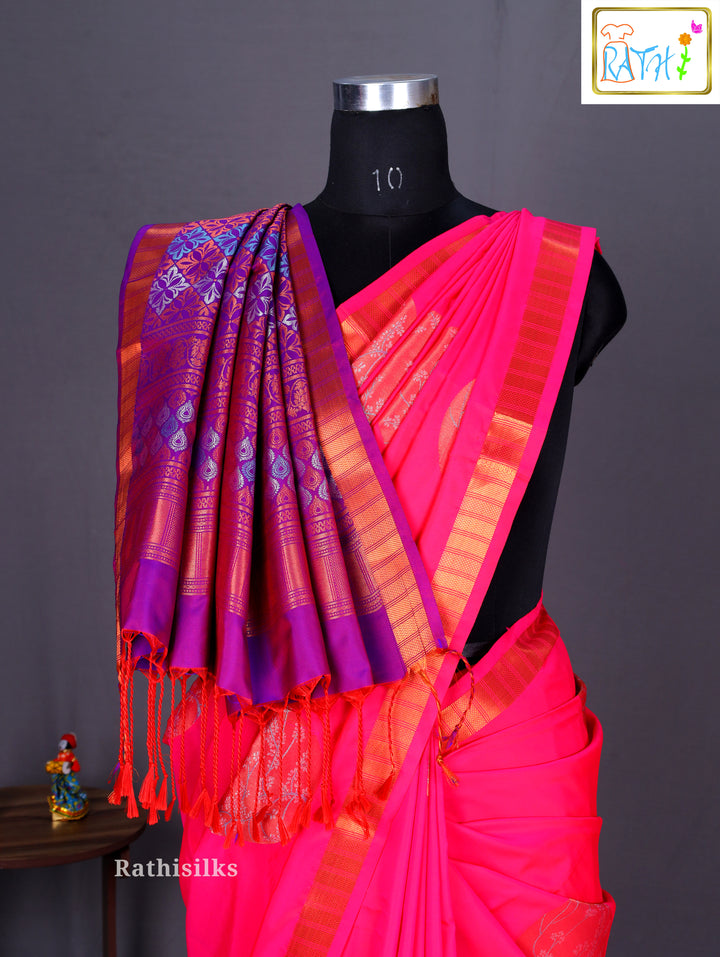 Elegant Pink Art Silk Saree