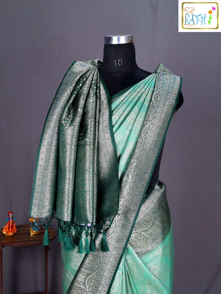 Elegant Green Synthetic Banarasi Saree