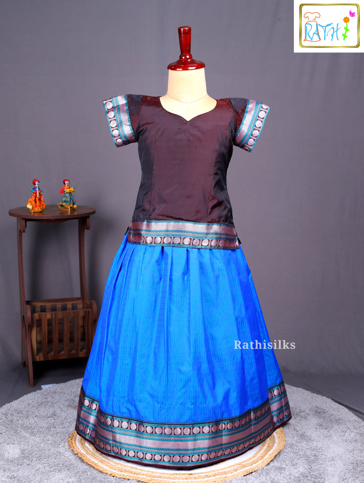 Maroon Karishma Top & Blue Art Silk Pavadai