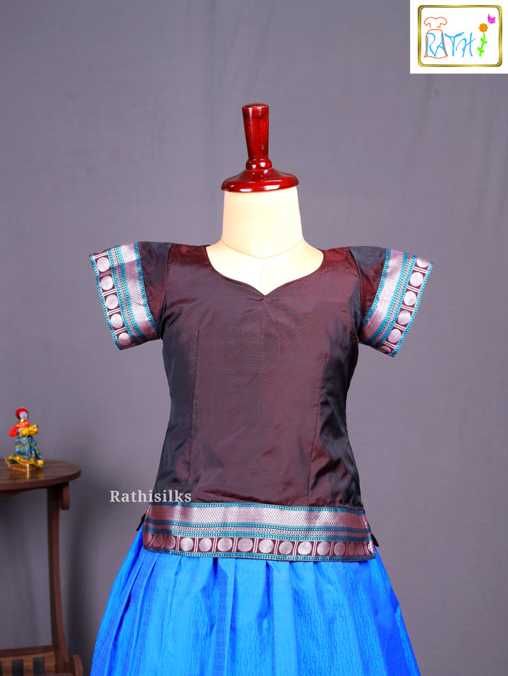 Maroon Karishma Top & Blue Art Silk Pavadai
