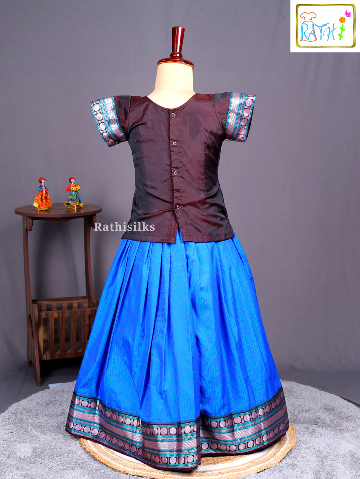 Maroon Karishma Top & Blue Art Silk Pavadai
