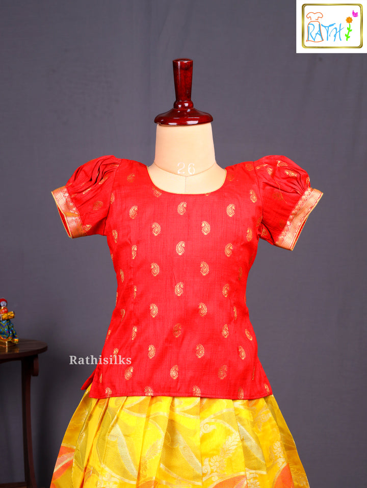 Traditional Red & Yellow Tissue Pavadai Sattai