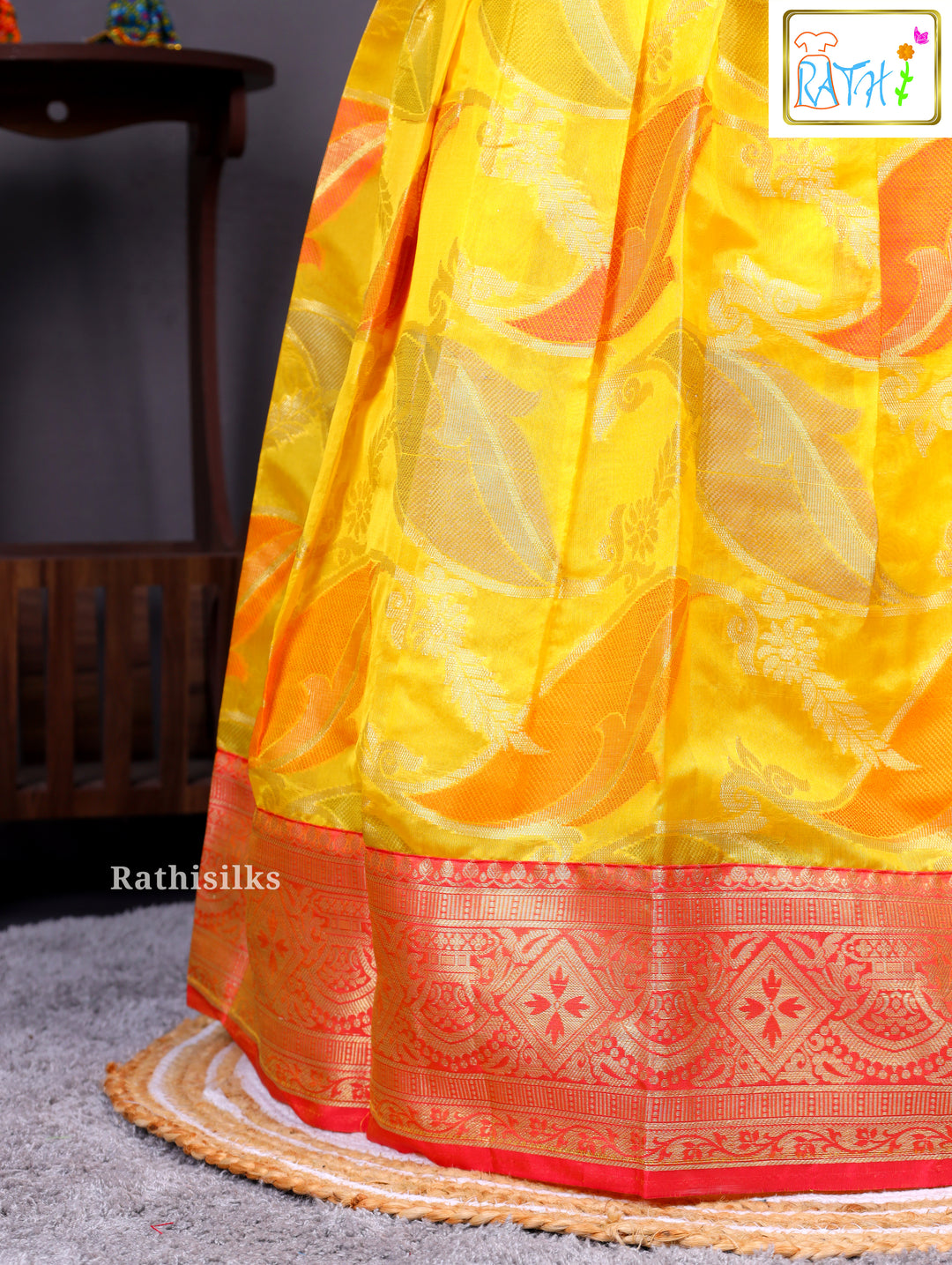 Traditional Red & Yellow Tissue Pavadai Sattai