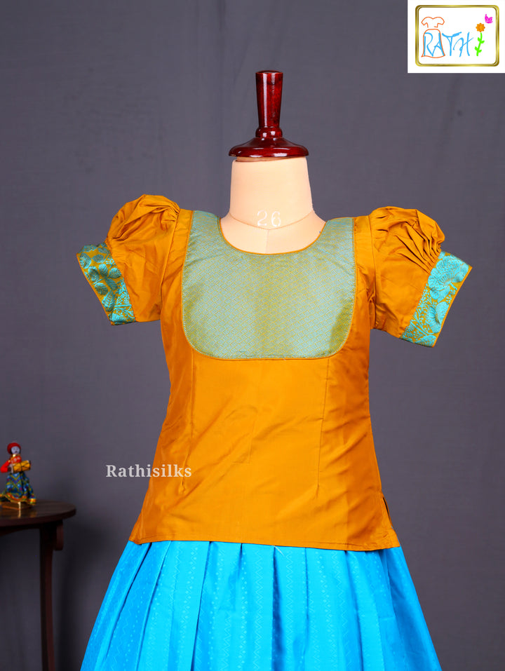 Traditional Green & Blue Art Silk Pavadai Sattai