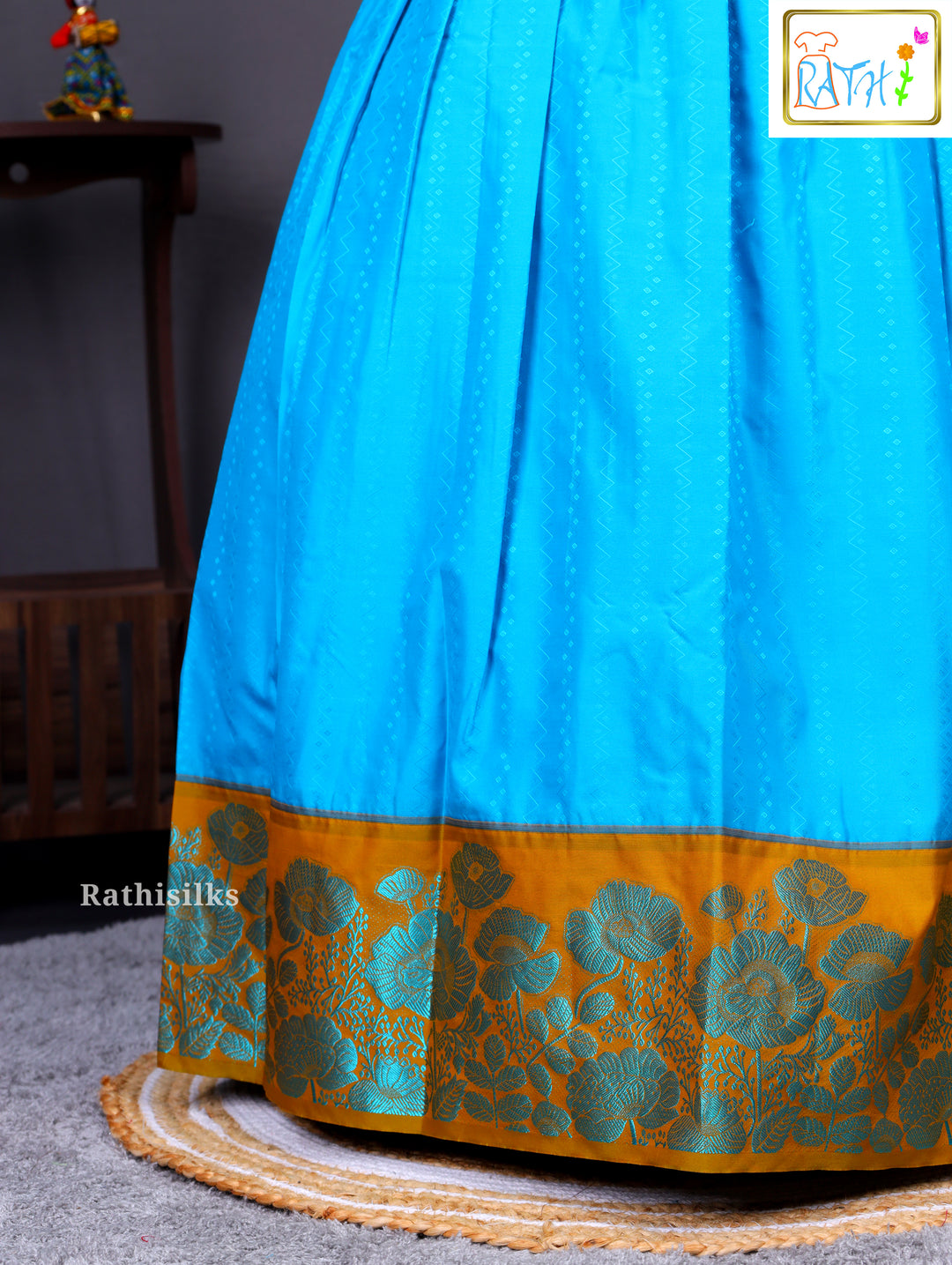 Traditional Green & Blue Art Silk Pavadai Sattai