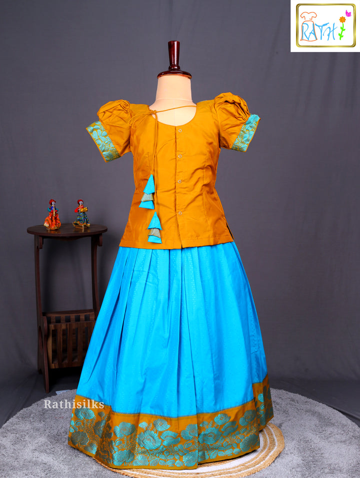 Traditional Green & Blue Art Silk Pavadai Sattai