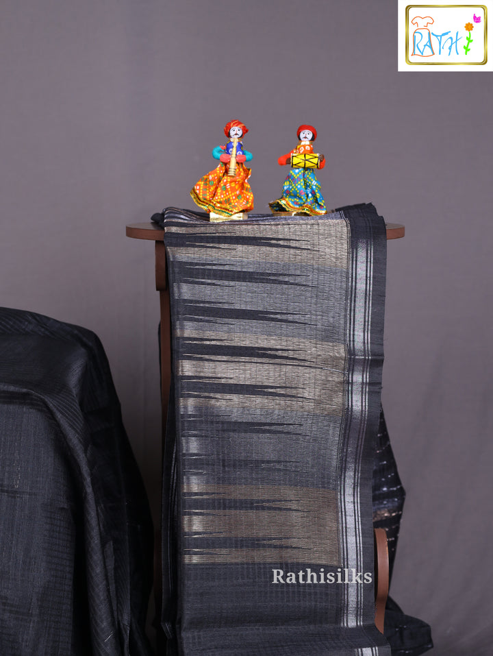 Elegant Black Synthetic Saree