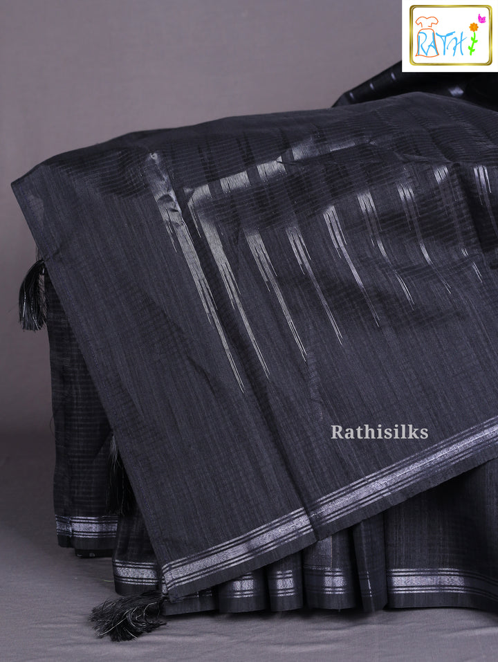 Elegant Black Synthetic Saree