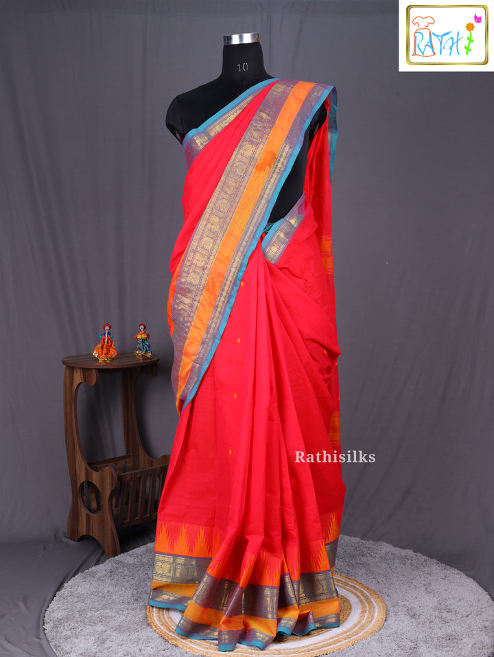 Traditional Red Cotton Saree
