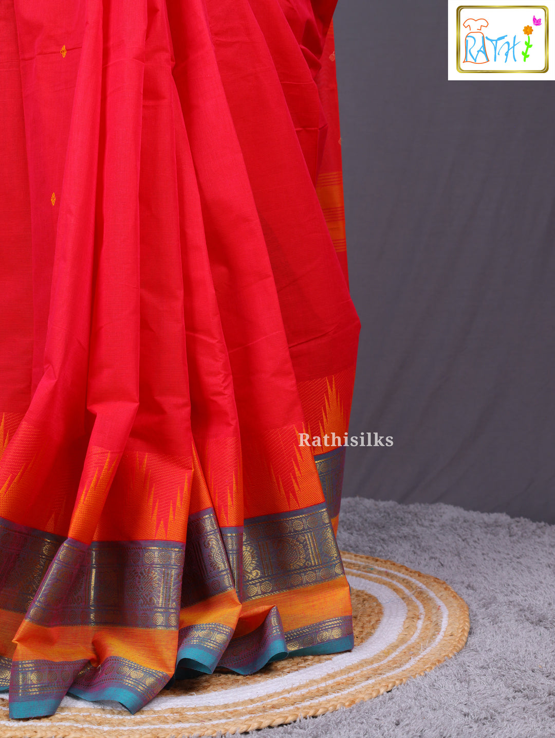 Traditional Red Cotton Saree