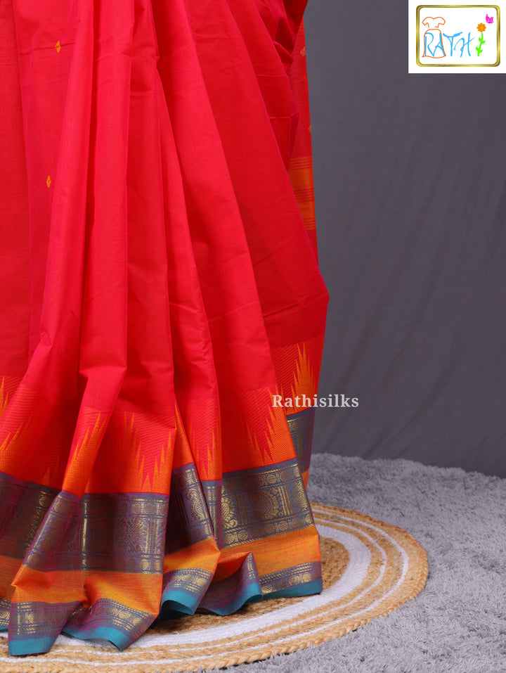 Traditional Red Cotton Saree