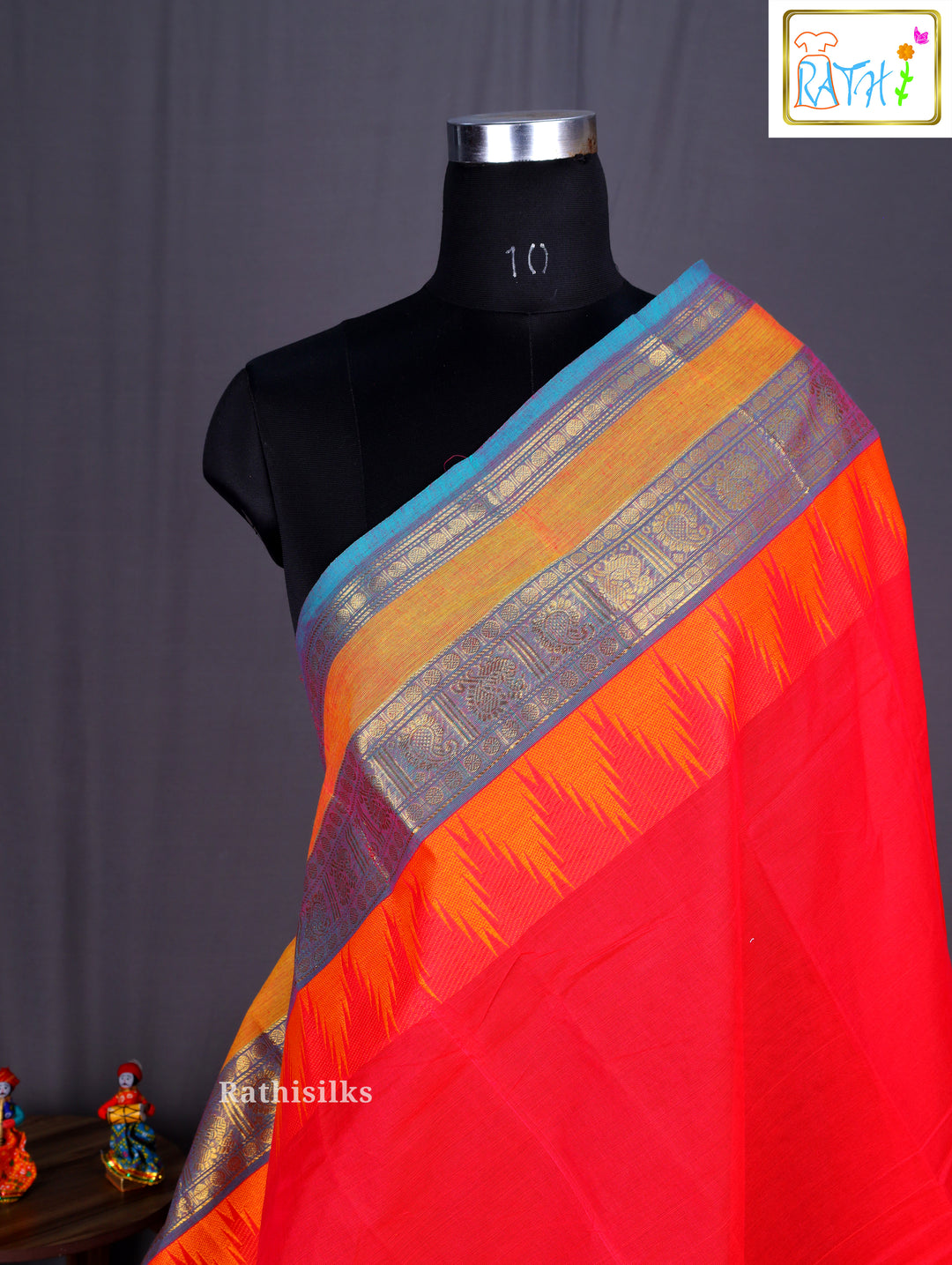 Traditional Red Cotton Saree