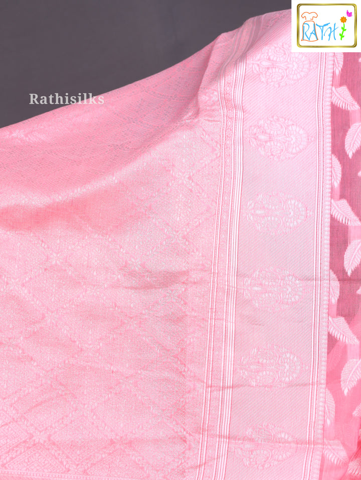 Elegant Baby Pink Synthetic Saree