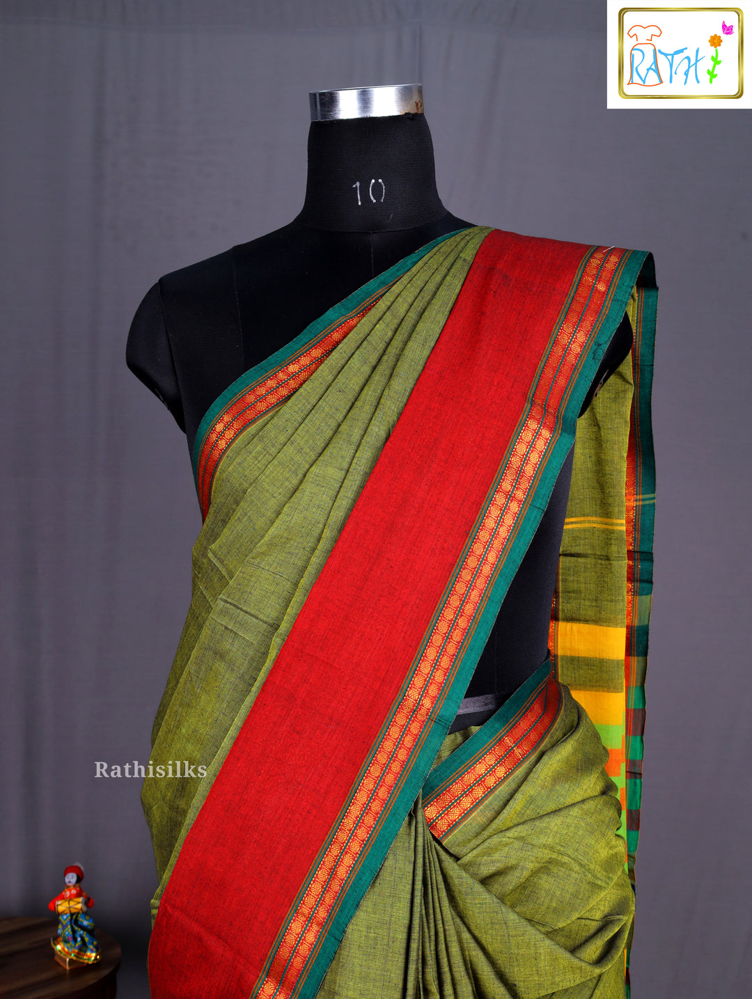 Traditional Green Cotton Saree