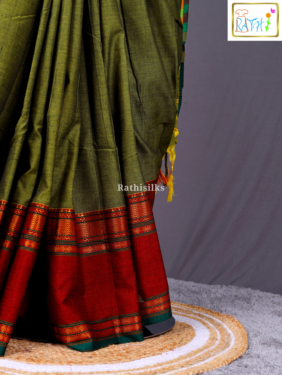 Traditional Green Cotton Saree
