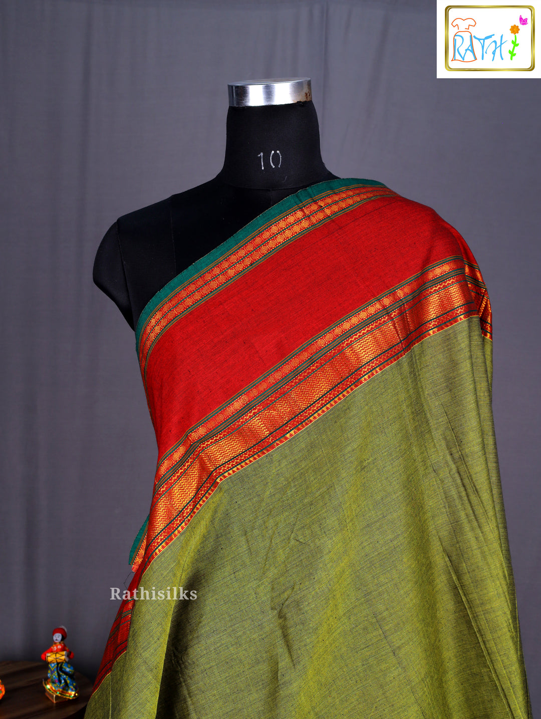 Traditional Green Cotton Saree